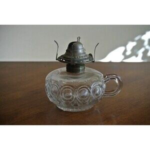 Vtg Kerosene Queen Anne Burner No. 1 Sz Scovill Hurricane Finger Clear Lamp